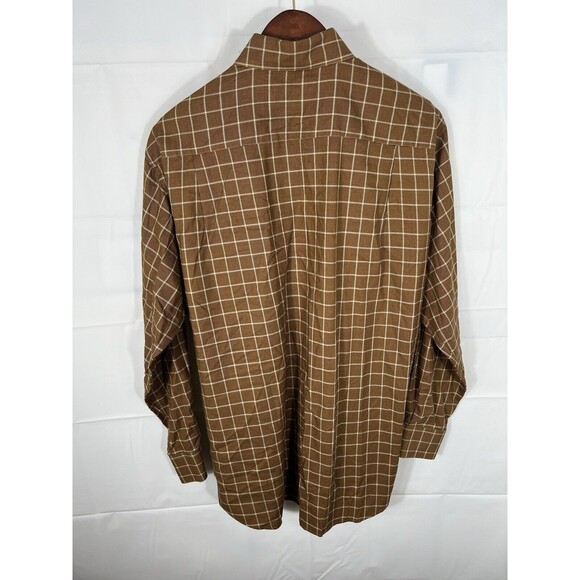 Scott Barber Dress Shirt Mens Large Gold Check Plaid Cotton - Picture 5 of 5